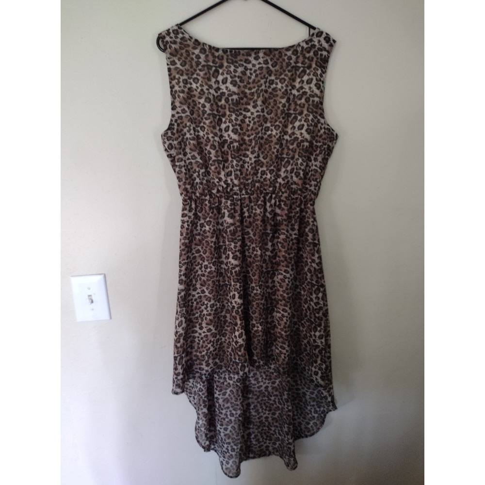 Liberty Love Leopard Print High-Low Dress 1XL Sleeveless Ladder Back Cutout